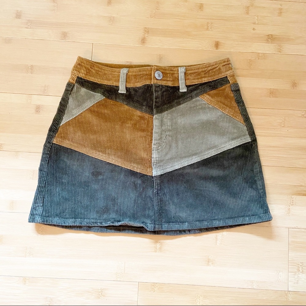 American Eagle Color-Block Corduroy Mini Skirt